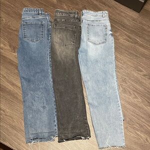 3 pair OAT New York high rise raw hem jeans